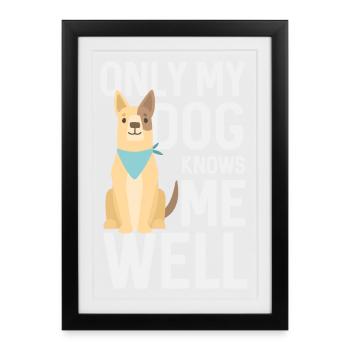 Seul mon chien me connaît bien - Affiche encadrée (27 × 37 cm) - noir - Devant