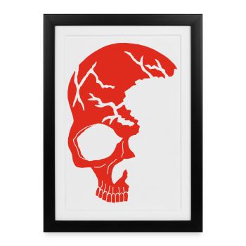 Demi-crâne rouge - Affiche encadrée (27 × 37 cm) - noir - Devant