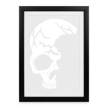 Demi-crâne blanc - Affiche encadrée (27 × 37 cm) - noir - Devant