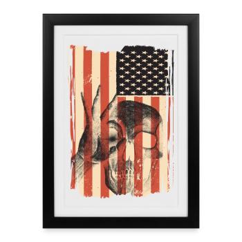 Drapeau des États-Unis avec crâne - Affiche encadrée (27 × 37 cm) - noir - Devant