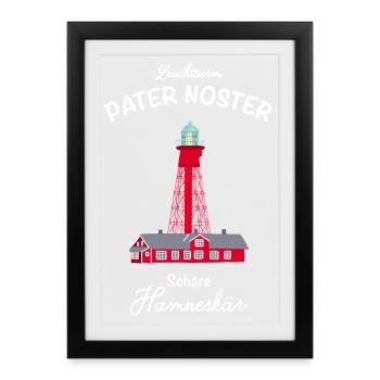 Schweden, Leuchtturm Pater Noster, Nordsee - Gerahmtes Poster (27 × 37 cm) - Schwarz - Vorne