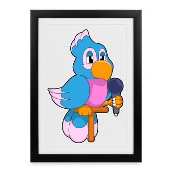 Parrot Singer Microphone Chant - Affiche encadrée (27 × 37 cm) - noir - Devant