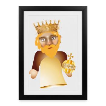 Le roi avec couronne comme figure de théâtre de marionnettes - Affiche encadrée (27 × 37 cm) - noir - Devant