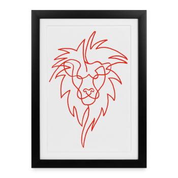 Esquisse du lion rouge - Affiche encadrée (27 × 37 cm) - noir - Devant