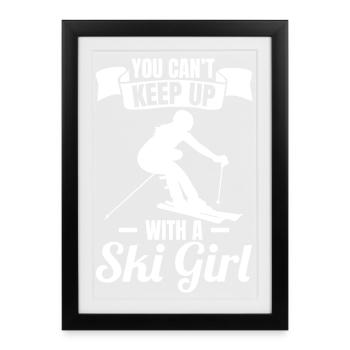 Ski Mädchen - Gerahmtes Poster (27 × 37 cm) - Schwarz - Vorne