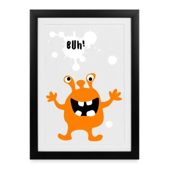 Monster Boo Zombie Bande Dessinée Créature Enfants Halloween - Affiche encadrée (27 × 37 cm) - noir - Devant