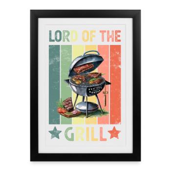 Grill Grilling Grillmeister - Framed poster (27 × 37 cm) - black - Front
