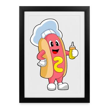 Cuisinière de hot-dog Cuisson de la moutarde - Affiche encadrée (27 × 37 cm) - noir - Devant