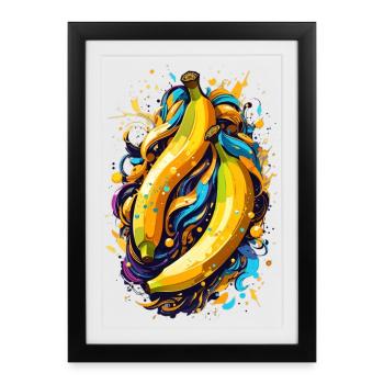 Bananes - Affiche encadrée (27 × 37 cm) - noir - Devant