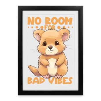 Pas de place pour la mauvaise humeur - Quokka - Affiche encadrée (27 × 37 cm) - noir - Devant