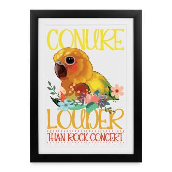 Parakeet louder than rock concert parrot design - Framed poster (27 × 37 cm) - black - Front