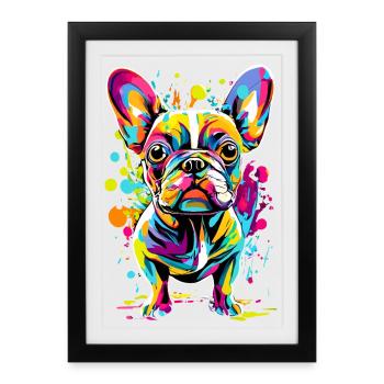 French Bulldog Colorful - Dog Breed - Framed poster (27 × 37 cm) - black - Front
