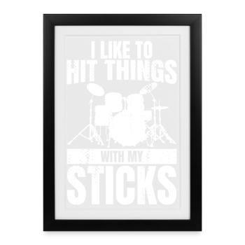 Blague drôle de batteur - Affiche encadrée (27 × 37 cm) - noir - Devant