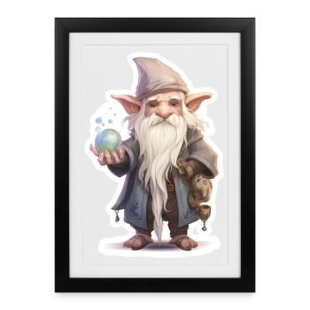 Chemise Omniscient Dwarf White Way Fantasy RPG - Affiche encadrée (27 × 37 cm) - noir - Devant