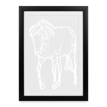cheval blanc cheval blanc t-shirt cadeau cavalier - Affiche encadrée (27 × 37 cm) - noir - Devant