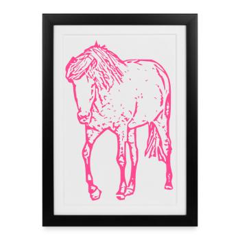 Cheval rose rose - Affiche encadrée (27 × 37 cm) - noir - Devant