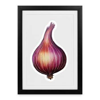 Red Onion Illustration – Vintage Kitchen - Framed poster (27 × 37 cm) - black - Front