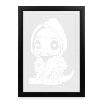 Small Dinosaur (White) - Framed poster (27 × 37 cm) - black - Front