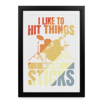 Blague de batteur - Affiche encadrée (27 × 37 cm) - noir - Devant