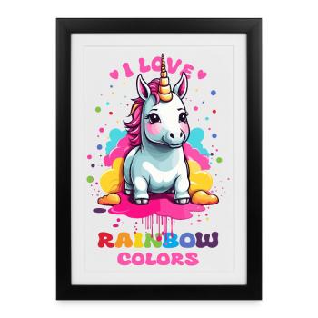 Licorne mignonne - Affiche encadrée (27 × 37 cm) - noir - Devant