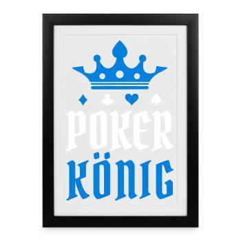 Jeu de cartes de joueur professionnel de jeu de casino Poker King - Affiche encadrée (27 × 37 cm) - noir - Devant