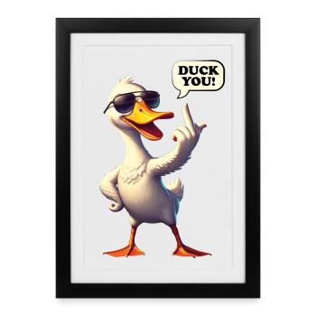 Bande dessinée drôle « DuckYou » Canard - Affiche encadrée (27 × 37 cm) - noir - Devant