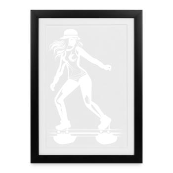 Roller Skating Drawing - Framed poster (27 × 37 cm) - black - Front