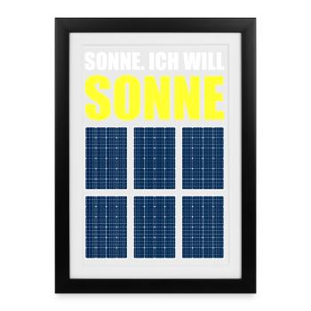 Sonne, Photovoltaik, Solarzelle, Sommerfans, Strom - Gerahmtes Poster (27 × 37 cm) - Schwarz - Vorne