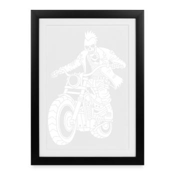 Hell Biker (White) - Framed poster (27 × 37 cm) - black - Front