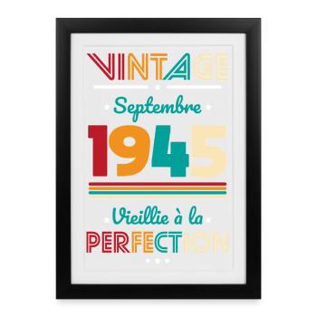 80th Birthday - Vintage - September 1945 - Framed poster (27 × 37 cm) - black - Front