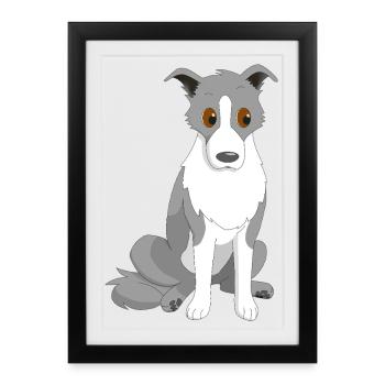 Border Collie Œil latéral - Affiche encadrée (27 × 37 cm) - noir - Devant