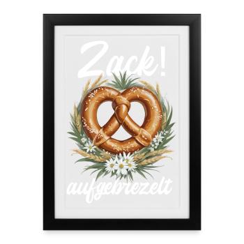 Bretzel traditionnel Zack Dressed Up Dirndl - Affiche encadrée (27 × 37 cm) - noir - Devant