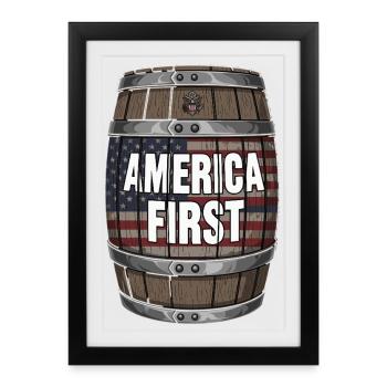 America First Patriot Barrel Design - Affiche encadrée (27 × 37 cm) - noir - Devant