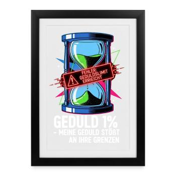Patience 1 % Sablier Illustration - Affiche encadrée (27 × 37 cm) - noir - Devant