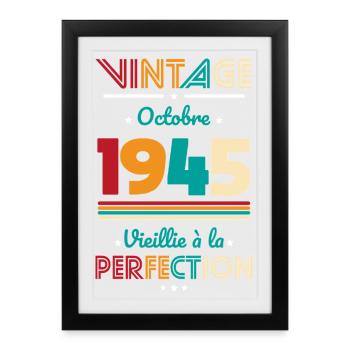 80th Birthday - Vintage - October 1945 - Framed poster (27 × 37 cm) - black - Front