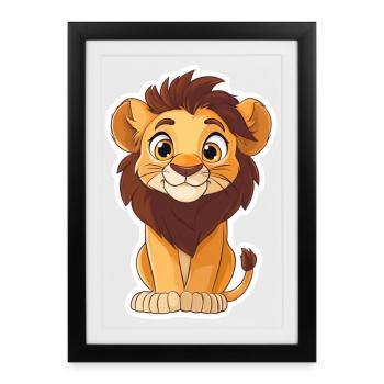 Lion - Affiche encadrée (27 × 37 cm) - noir - Devant