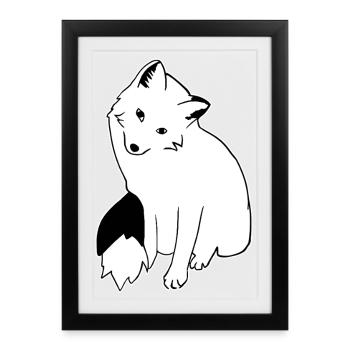 Fox with big eyes: Kawaii & Cartoon Style - Framed poster (27 × 37 cm) - black - Front
