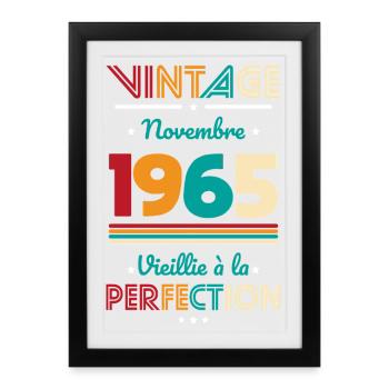 Anniversaire 60 ans - Vintage - Novembre 1965 - Affiche encadrée (27 × 37 cm) - noir - Devant