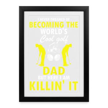 Cool Golf Papa Tuer Drôle Fierté de Joueur - Affiche encadrée (27 × 37 cm) - noir - Devant