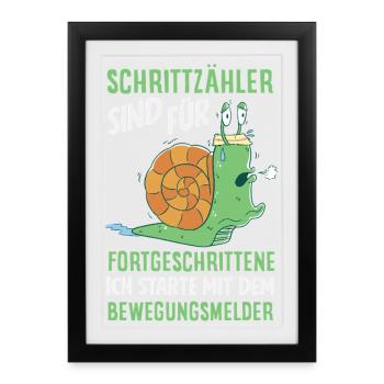 Podomètre? J’utilise le détecteur de mouvement - Affiche encadrée (27 × 37 cm) - noir - Devant