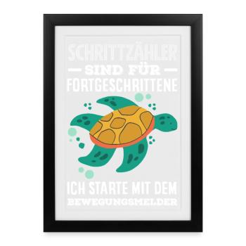 Podomètre? J’utilise le détecteur de mouvement - Affiche encadrée (27 × 37 cm) - noir - Devant
