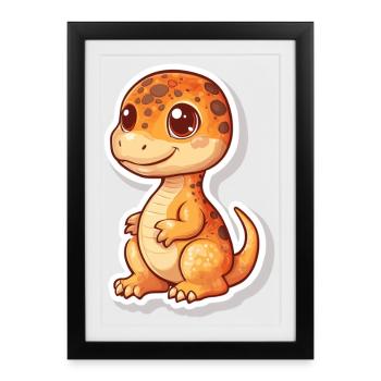Dinosaure - Affiche encadrée (27 × 37 cm) - noir - Devant