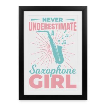 Saxophoniste - Affiche encadrée (27 × 37 cm) - noir - Devant
