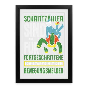 Podomètre? J’utilise le détecteur de mouvement - Affiche encadrée (27 × 37 cm) - noir - Devant