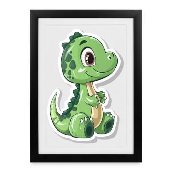 Dinosaure - Affiche encadrée (27 × 37 cm) - noir - Devant