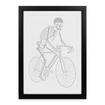 Skeleton Cyclist is riding the bicycle - Framed poster (27 × 37 cm) - black - Front