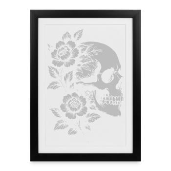 Floral Skull Portrait - Framed poster (27 × 37 cm) - black - Front