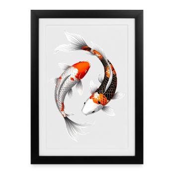 Glowing Spiral Koi Carp - Framed poster (27 × 37 cm) - black - Front