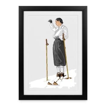 Ski fashion in the 30s - Framed poster (27 × 37 cm) - black - Front