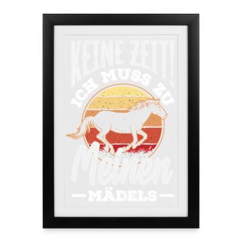 Pas le temps! Je dois aller voir les chevaux de mes filles - Affiche encadrée (27 × 37 cm) - noir - Devant